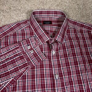 UNTUCKit Mens XX-Large Red Plaid Long Sleeve Button Down Casual Shirt